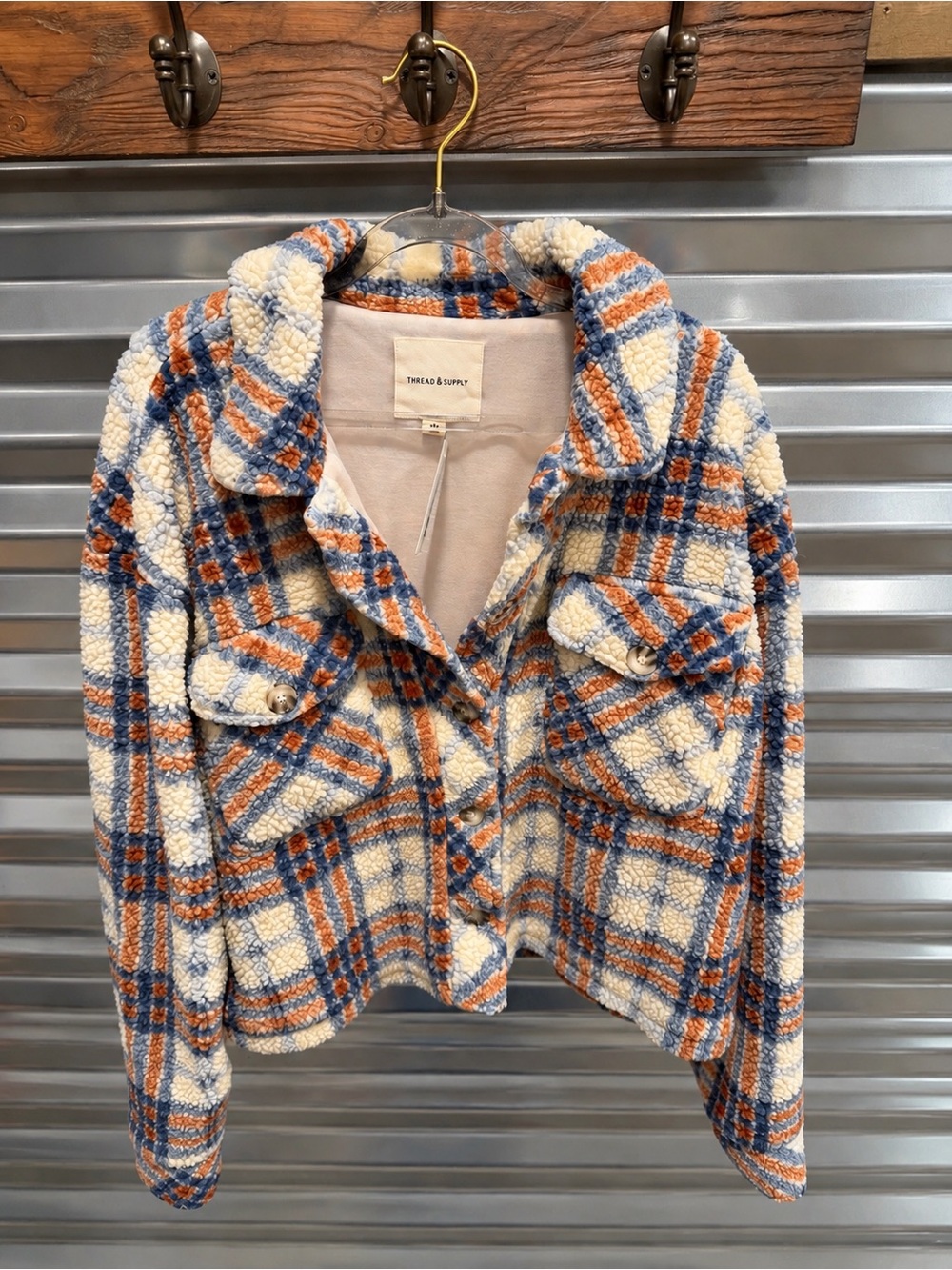 🍂 THREAD & SUPPLY cropped Sherpa jacket